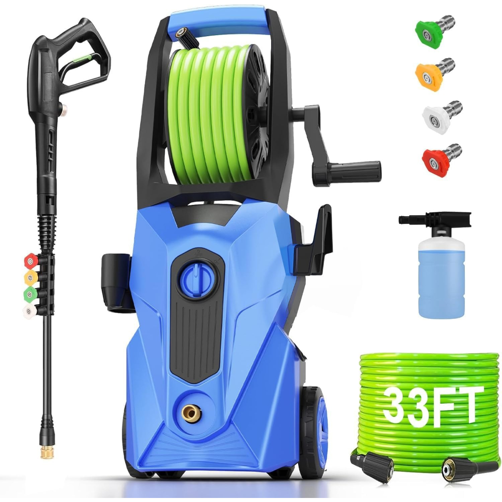 Geüpgradede blauwe hogedrukrei - Foam Cannon Car Wash recensie en prijs